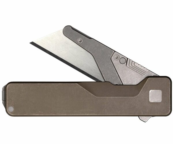 TiRant ULTRA Utility Knife W/HotSwap™ Blade Replacements (6AL-4V Titanium) Smooth + Centurion Bronze ANO  + Silver Hardware Contrast