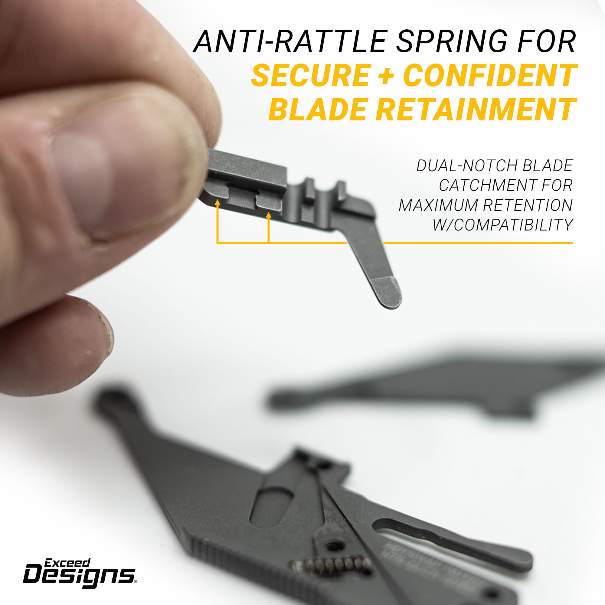 TiRant ULTRA HotSwap™ Quick-Release RAZOR Blade Holder (Jet-Black & Contoured Tempered Stainless) Straight Choil + W/Micro-Jimping - Image 4