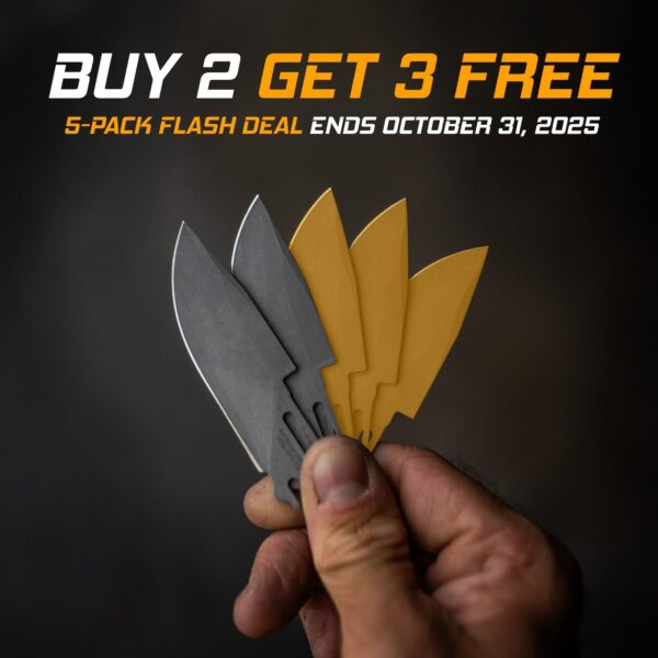 TiRant ULTRA HotSwap™ Drop Point Blade Replacement — 5-Pack FLASH DEAL (Stonewashed OR Jet-Black)