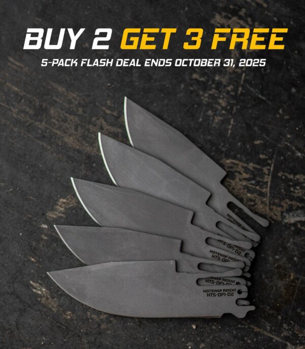 TiRant ULTRA HotSwap™ Drop Point Blade Replacement — 5-Pack FLASH DEAL (Stonewashed OR Jet-Black) - Image 3