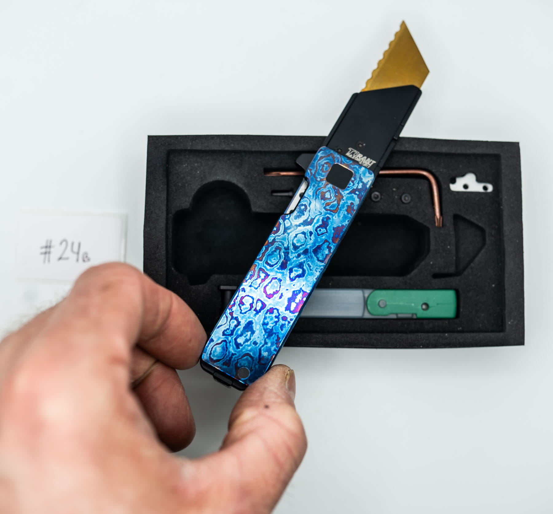 ITEM #24B — TiRant RAZOR V3 RARE TiMascus Edition W/Jet-Black Hardware + W/Titanium Milled PRO Clip (Solid TiMascus + Box Kit) 9/10 BLEM / RARE — Only One Available - Image 3