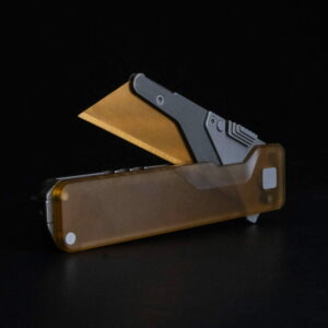 TiRant® ULTRA Utility Knife W/HotSwap™ Blade Replacements (Stonewashed 6AL-4V Titanium LH Scale + ULTEM RH Scale) 50/50 Smooth TI/ULTEM