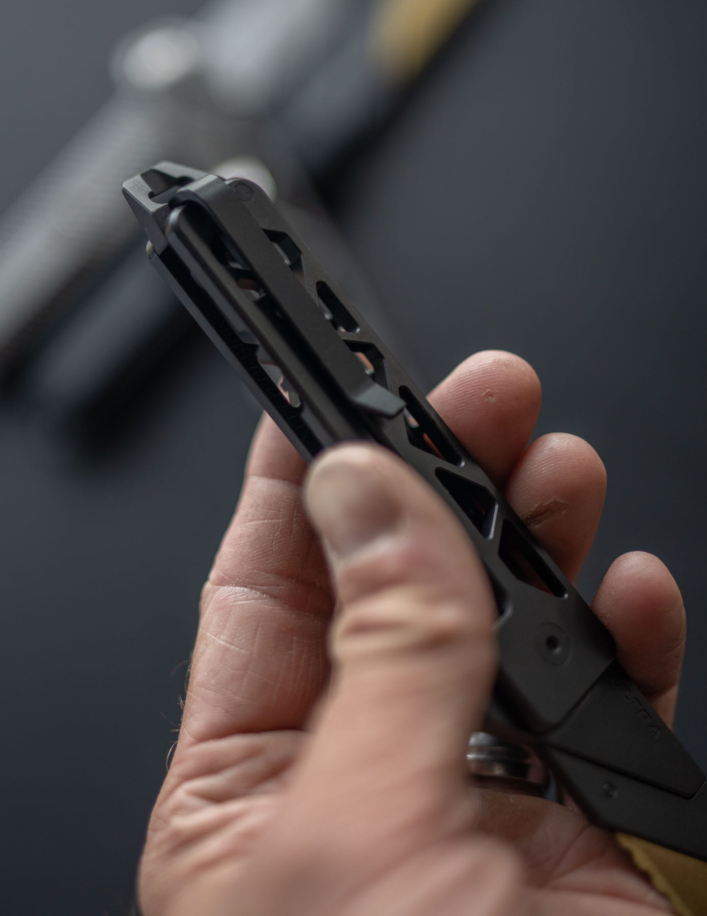 (DROP LIVE NOW) TiRant ULTRA Full-Length SKELETON MILLED 'Integral-Like' Back Spacer PRY BAR (Stonewashed or Color ANO 6AL-4V Titanium) - Image 9