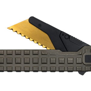 TiRant® ULTRA Utility Knife W/HotSwap™ Blade Replacements (Centurion Bronze ANO 6AL-4V Titanium + Jet-Black PVD Hardware) FULL FRAG Milled W/Frag Pattern Matched 'Integral-like' Back Spacer