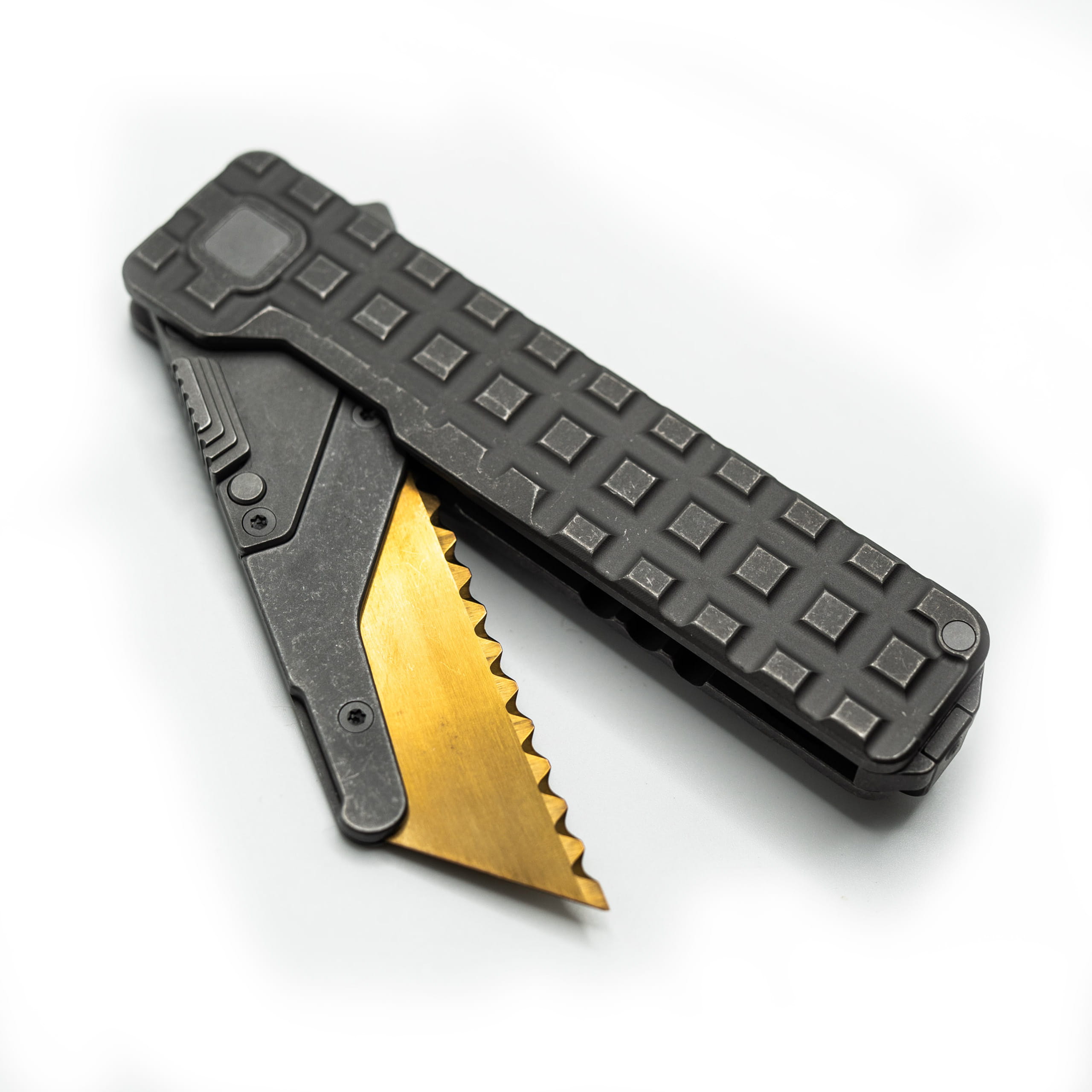 TiRant® ULTRA Utility Knife W/HotSwap™ Blade Replacements (Stonewashed 6AL-4V Titanium) FULL FRAG Milled W/Frag Pattern Matched 'Integral-like' Back Spacer - Image 10