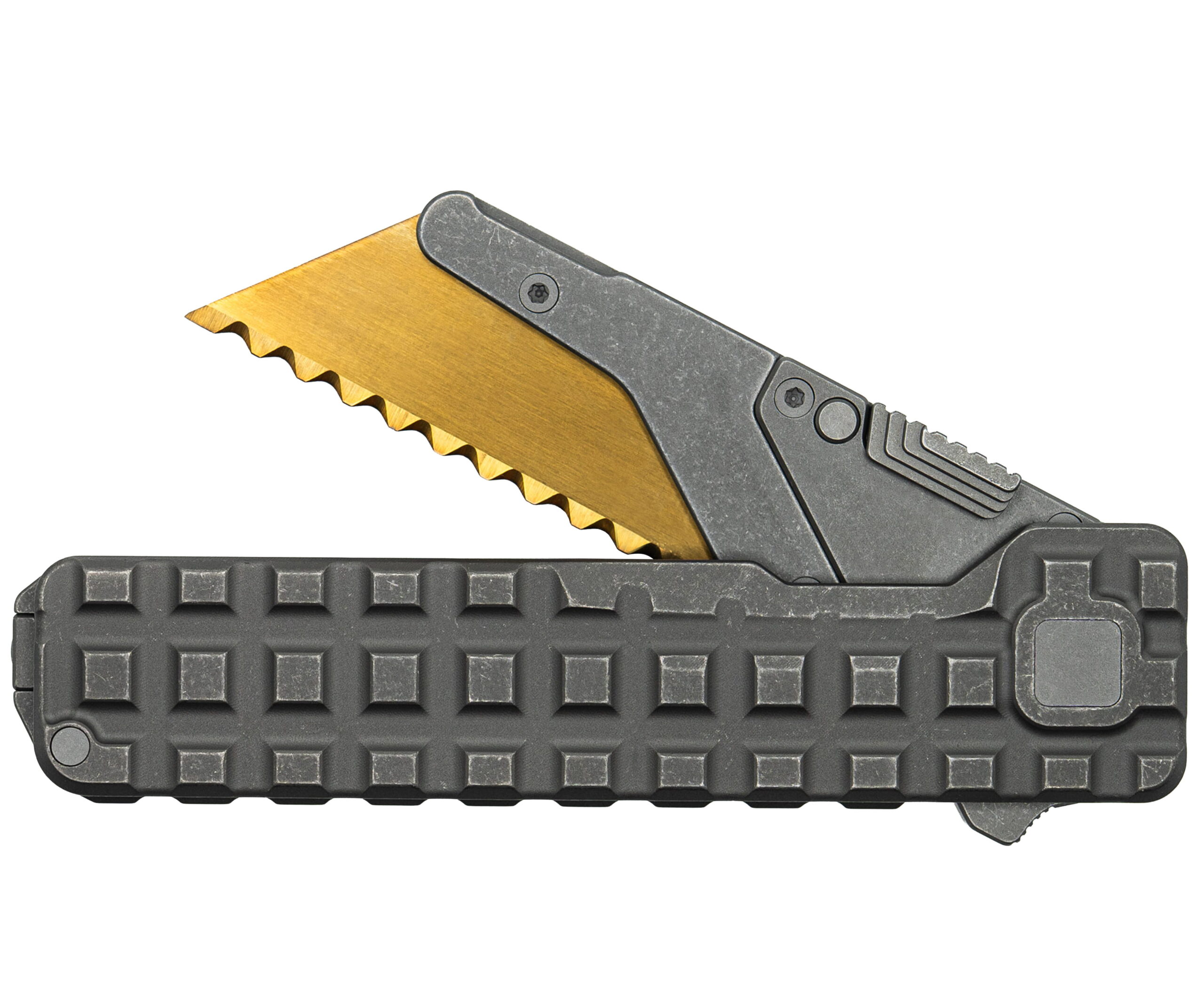 TiRant® ULTRA Utility Knife W/HotSwap™ Blade Replacements (Stonewashed 6AL-4V Titanium) FULL FRAG Milled W/Frag Pattern Matched 'Integral-like' Back Spacer