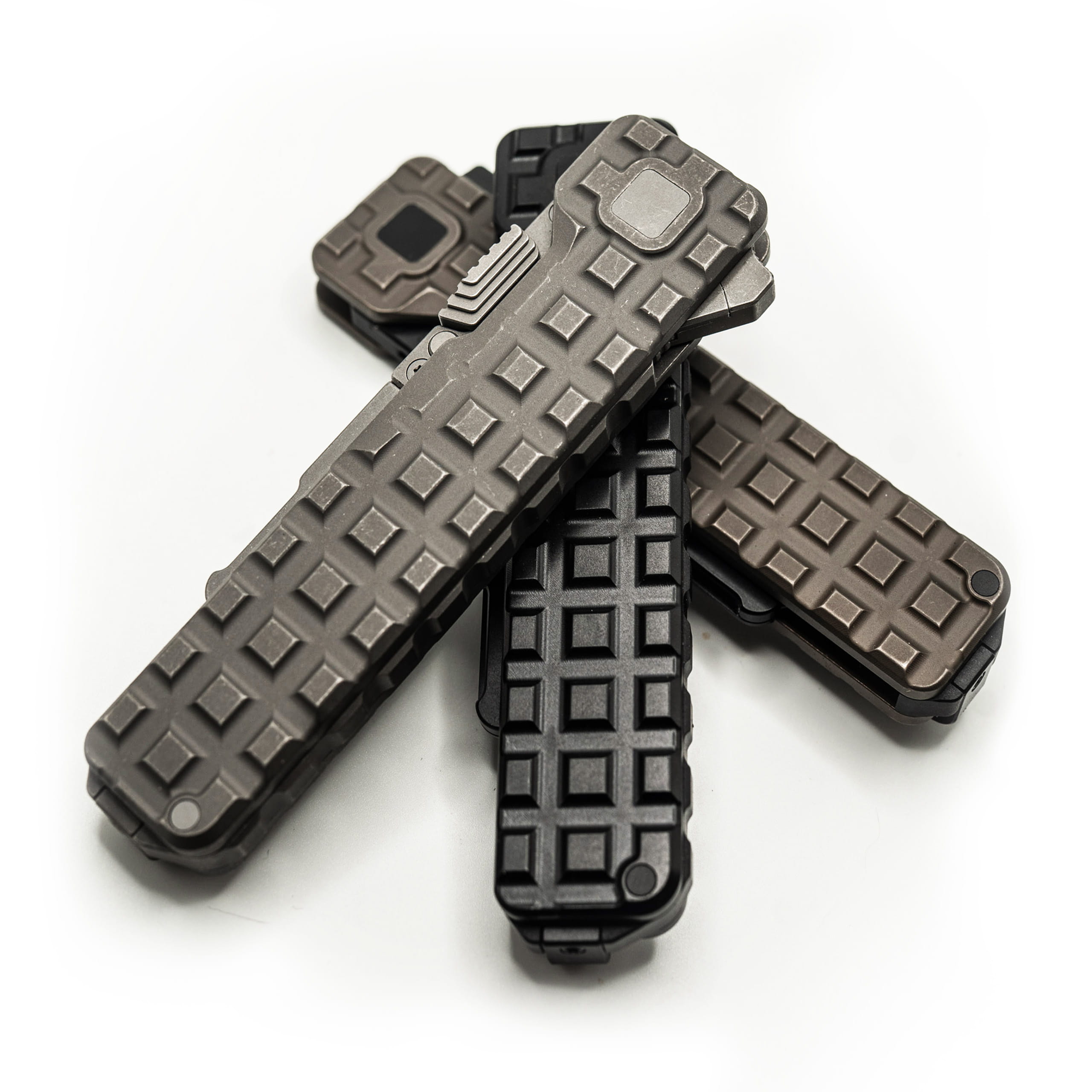 TiRant® ULTRA Utility Knife W/HotSwap™ Blade Replacements (Stonewashed 6AL-4V Titanium) FULL FRAG Milled W/Frag Pattern Matched 'Integral-like' Back Spacer - Image 8