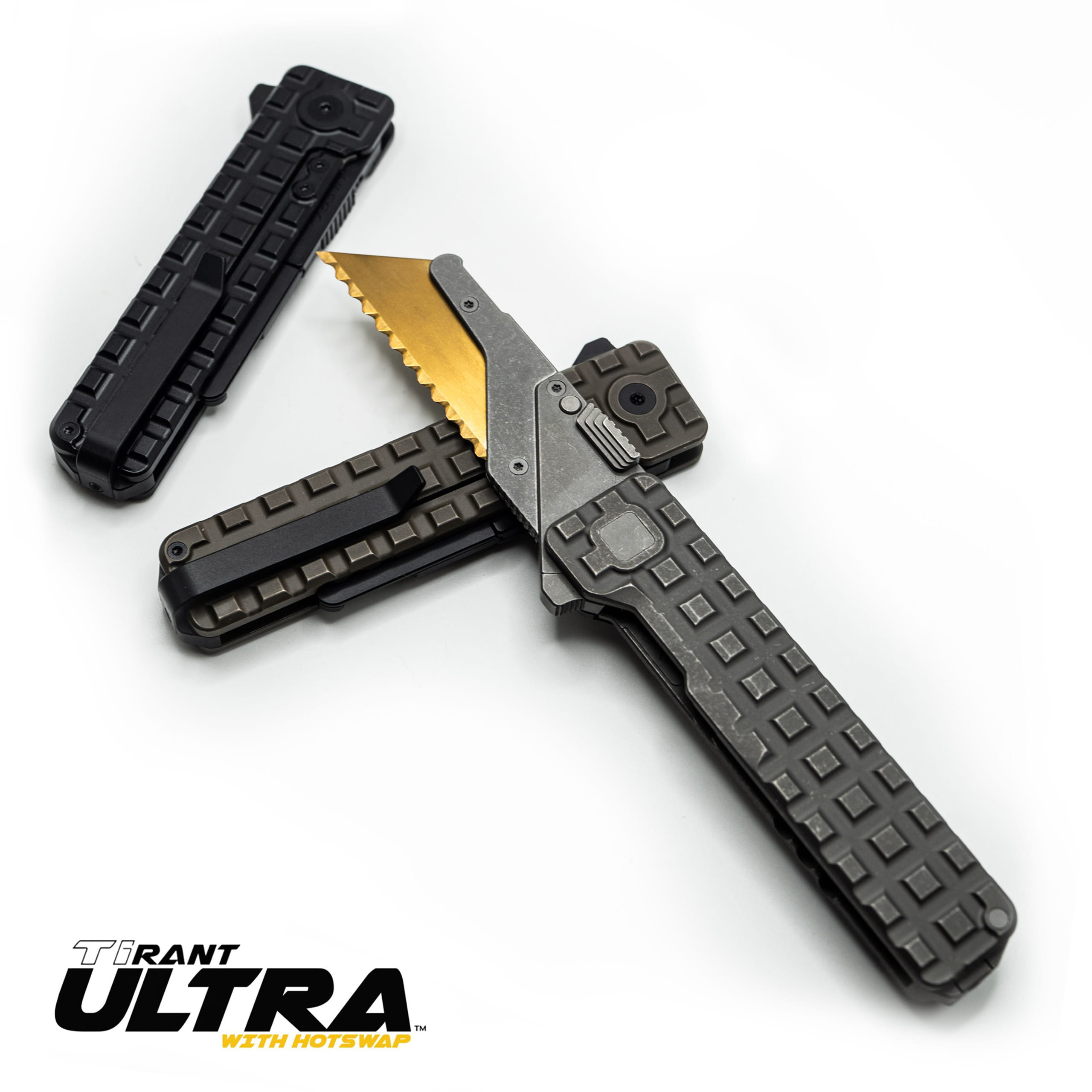 TiRant® ULTRA Utility Knife W/HotSwap™ Blade Replacements (Stonewashed 6AL-4V Titanium) FULL FRAG Milled W/Frag Pattern Matched 'Integral-like' Back Spacer - Image 5