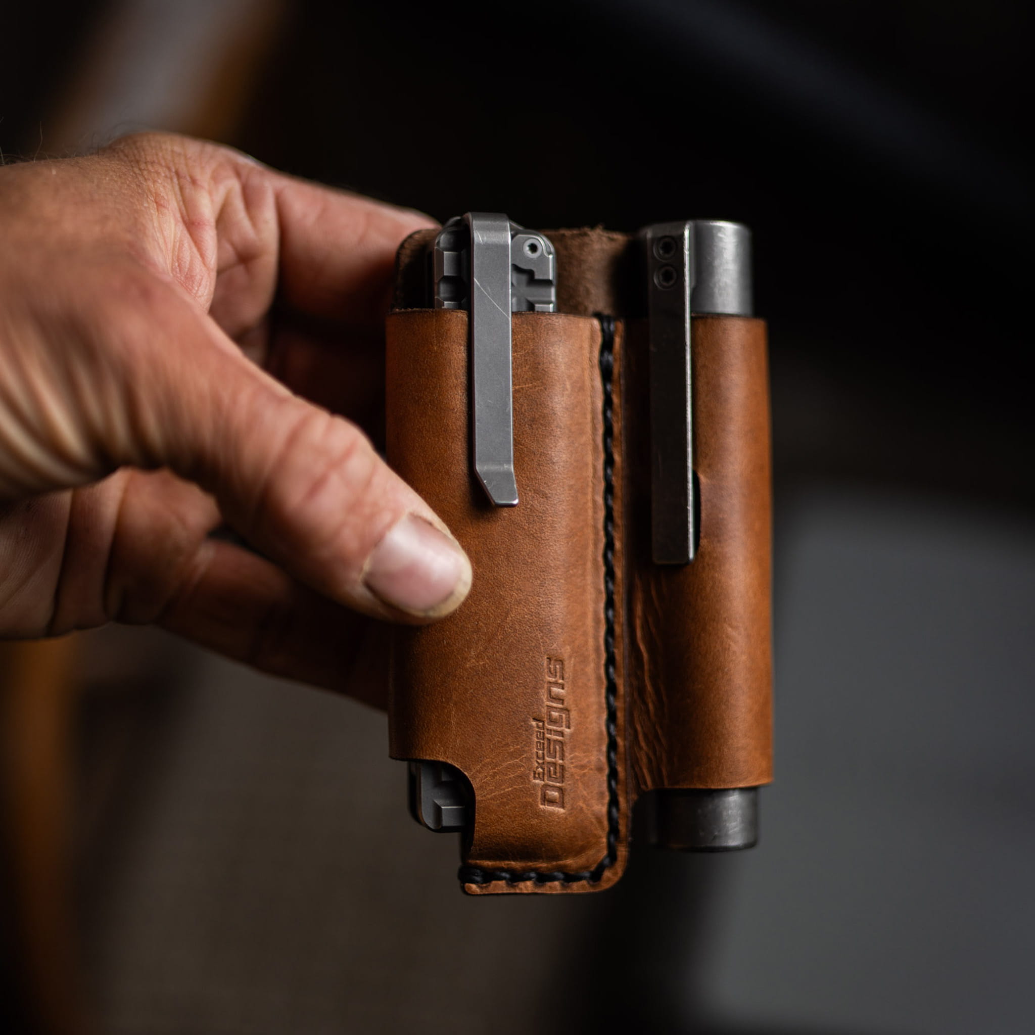 Exceed Designs FieldPro EDC Pocket Organizer (Black - 100% USA MADE Genuine Horween Dublin Leather) - Image 14