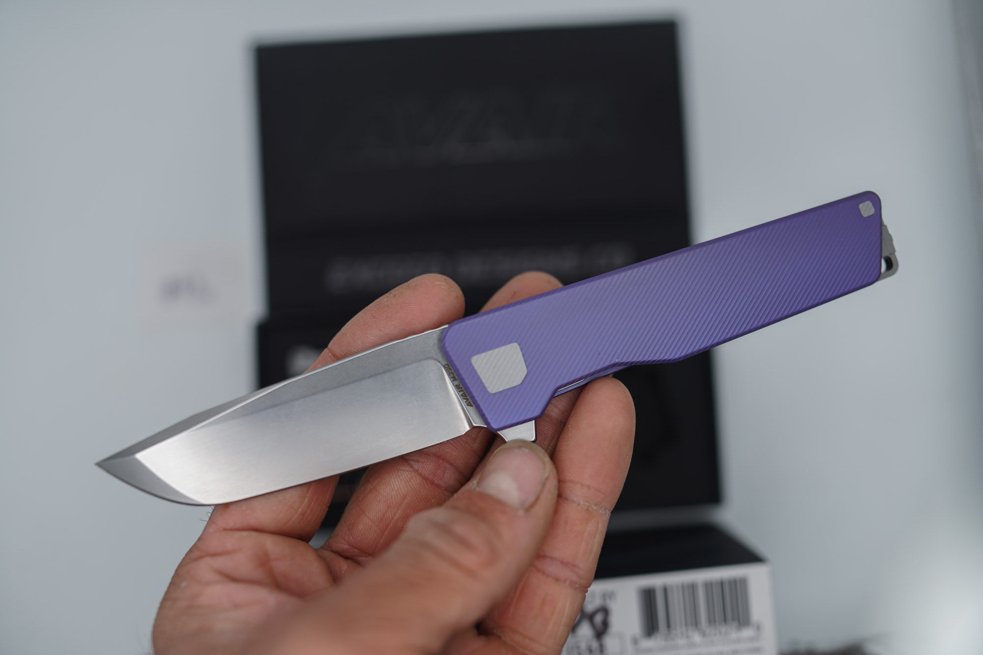 BUILD #93s — Condition 9/10 — AVAIR M390 Micro-Slash - W/Pre-Installed SKIFF Bearings + Rare CUSTOM Deep-Sea Purple Titanium ANO W/Diamond Compound Ground M390 Blade - Image 4