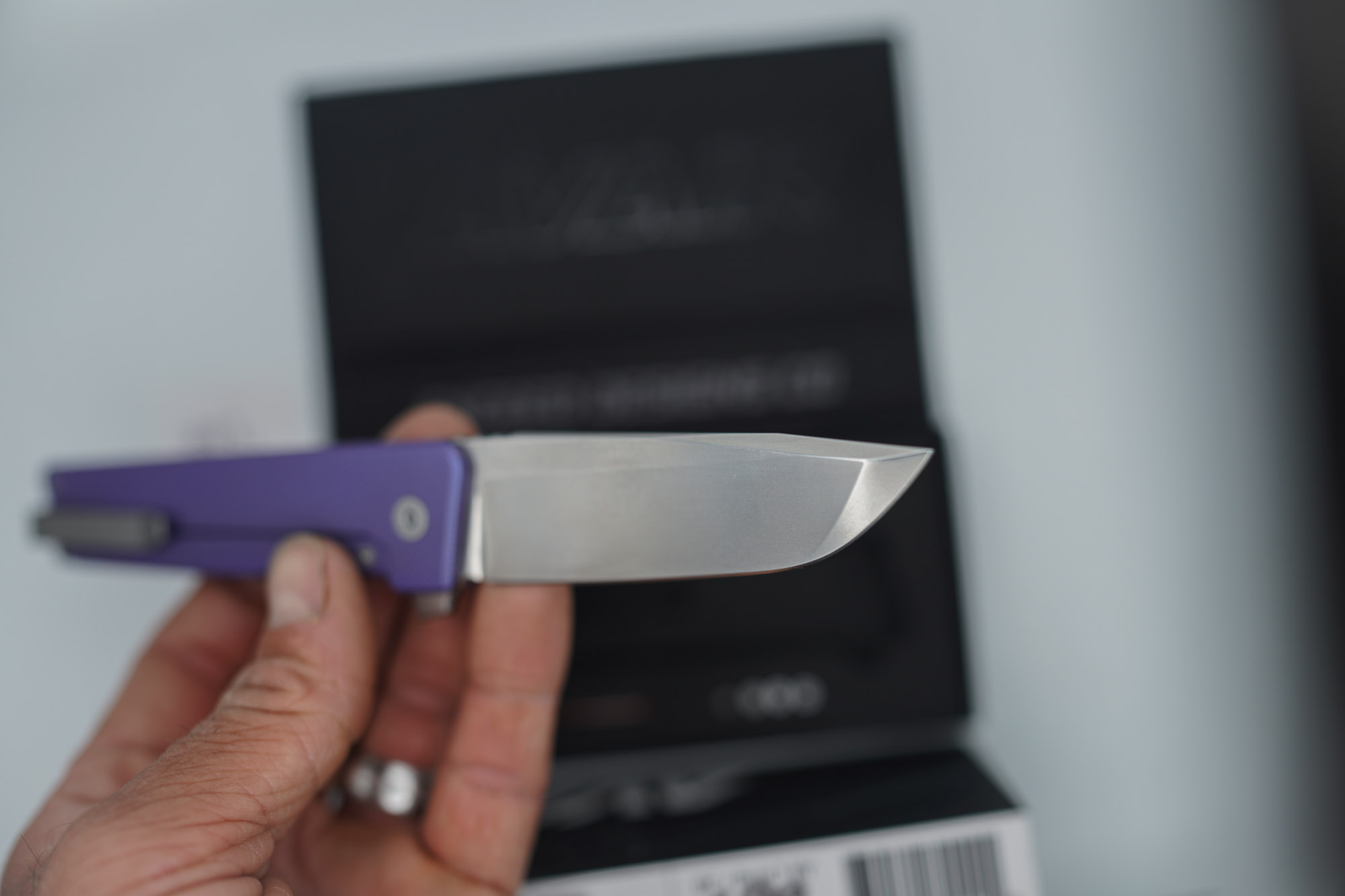 BUILD #93s — Condition 9/10 — AVAIR M390 Micro-Slash - W/Pre-Installed SKIFF Bearings + Rare CUSTOM Deep-Sea Purple Titanium ANO W/Diamond Compound Ground M390 Blade - Image 2
