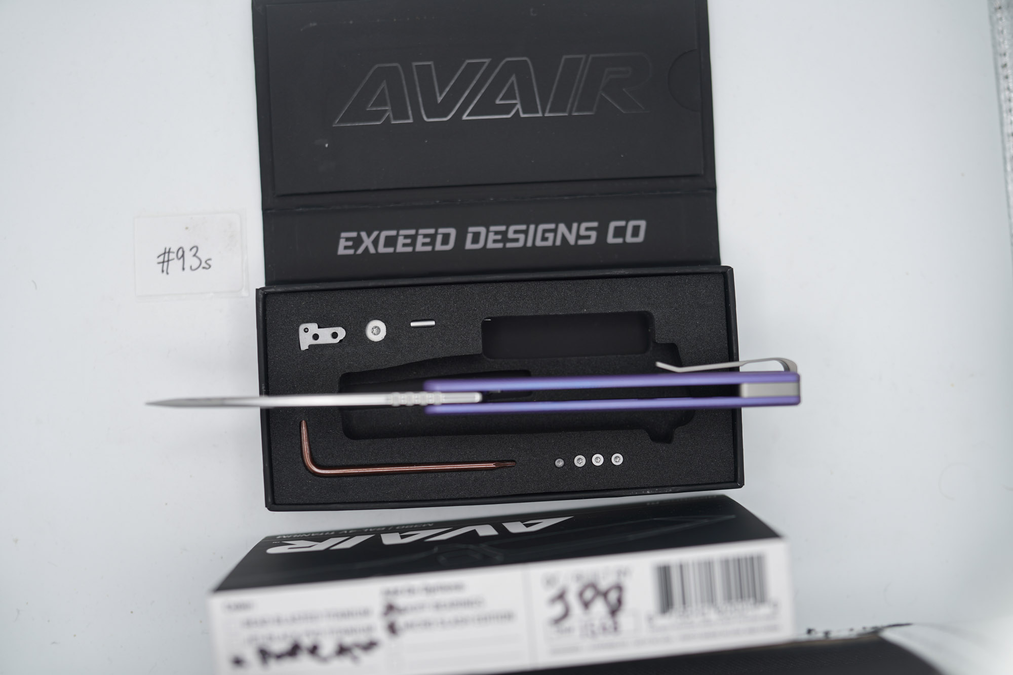 BUILD #93s — Condition 9/10 — AVAIR M390 Micro-Slash - W/Pre-Installed SKIFF Bearings + Rare CUSTOM Deep-Sea Purple Titanium ANO W/Diamond Compound Ground M390 Blade - Image 6