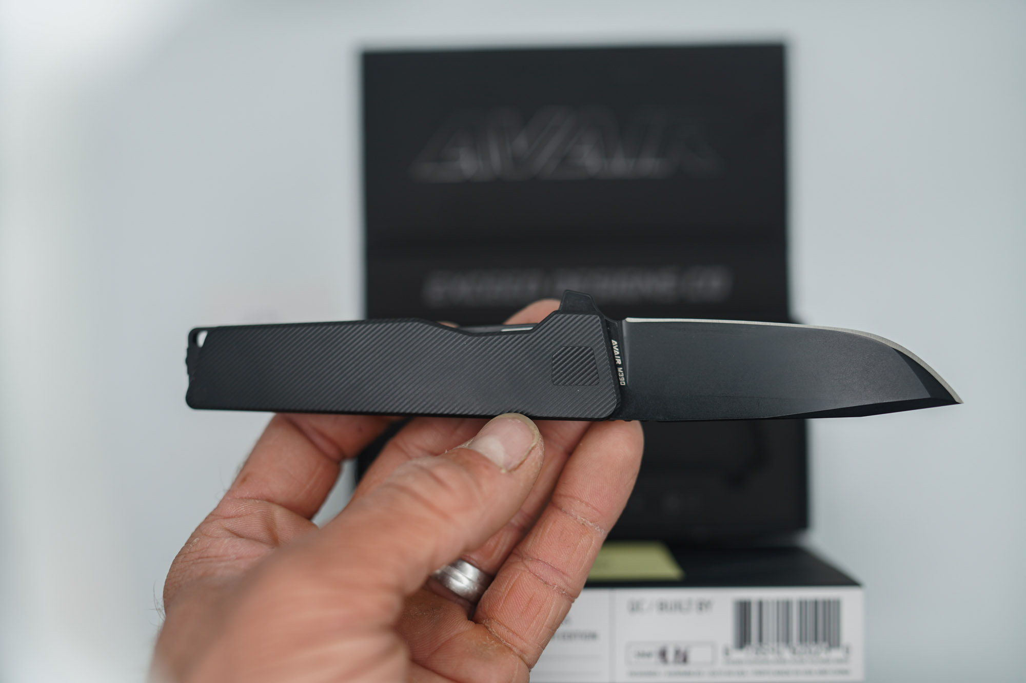 BUILD #96 — Condition 8/10 — AVAIR M390 Micro-Slash - Jet-Black PVD - W/Diamond Tip Compound Ground M390 Blade - Image 5