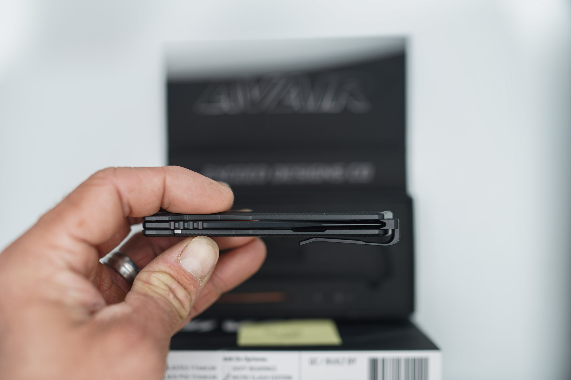 BUILD #96 — Condition 8/10 — AVAIR M390 Micro-Slash - Jet-Black PVD - W/Diamond Tip Compound Ground M390 Blade - Image 8
