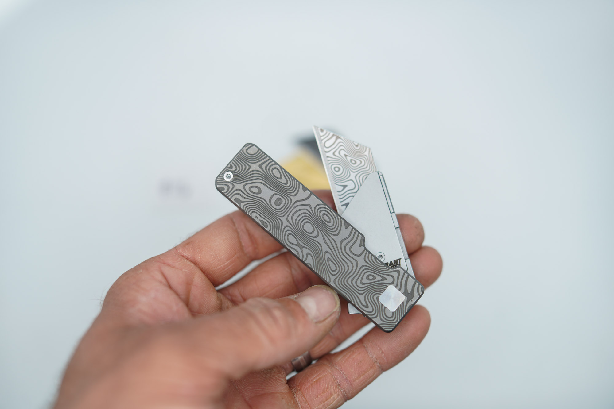 BUILD #116 — Condition 10/10 — TiRant RAZOR V3 Stonewashed Titanium + RARE Legacy Dual-Sided 1ST Damascus Edition Prototype Laser-Etched + Installed Flush Rear Backspacer + 4X Custom Laser Engraved Razor Blades From The ToolRoom - Image 5