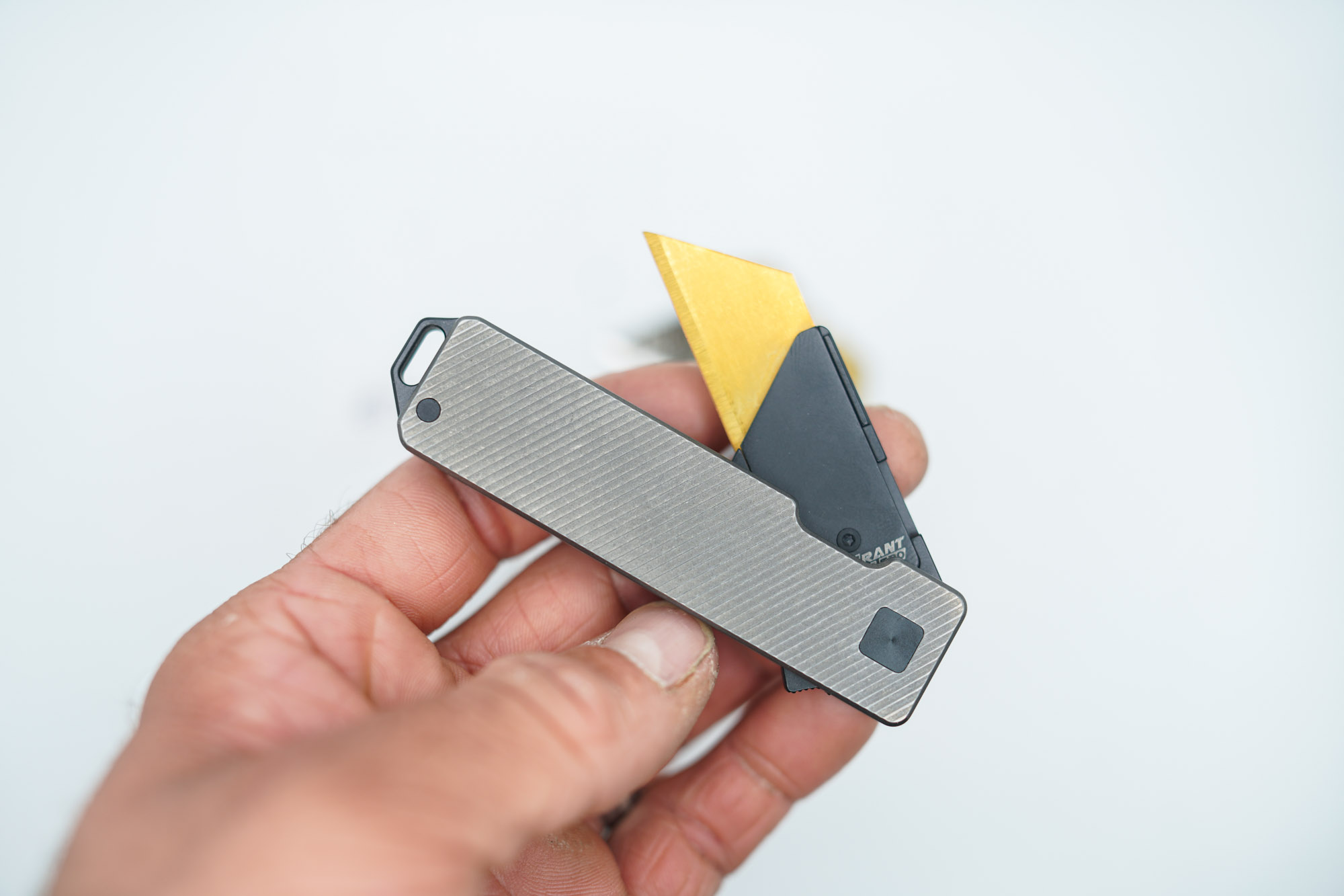 BUILD #152 — Condition 10/10 — TiRant RAZOR V3 Stonewashed Titanium + Jet-Black PVD + USA-Milled 'Micro-Slash' RH Handle + 38MM Mini Clip + 3X Custom Laser Engraved Razor Blades From The ToolRoom - Image 7