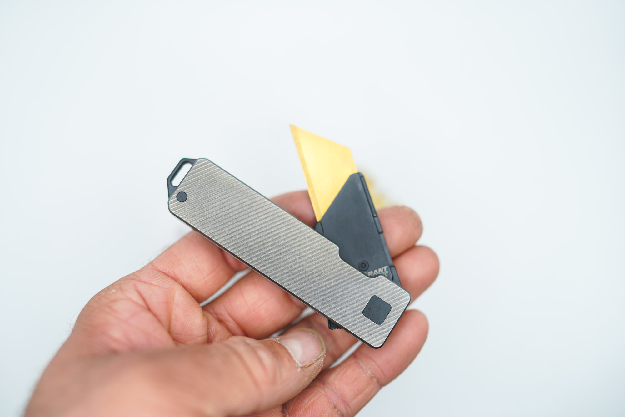 BUILD #162 — Condition 10/10 — TiRant RAZOR V3 Stonewashed Titanium + Jet-Black PVD + USA-Milled 'Micro-Slash' RH Handle + 38MM Mini Clip + 3X Custom Laser Engraved Razor Blades From The ToolRoom - Image 5